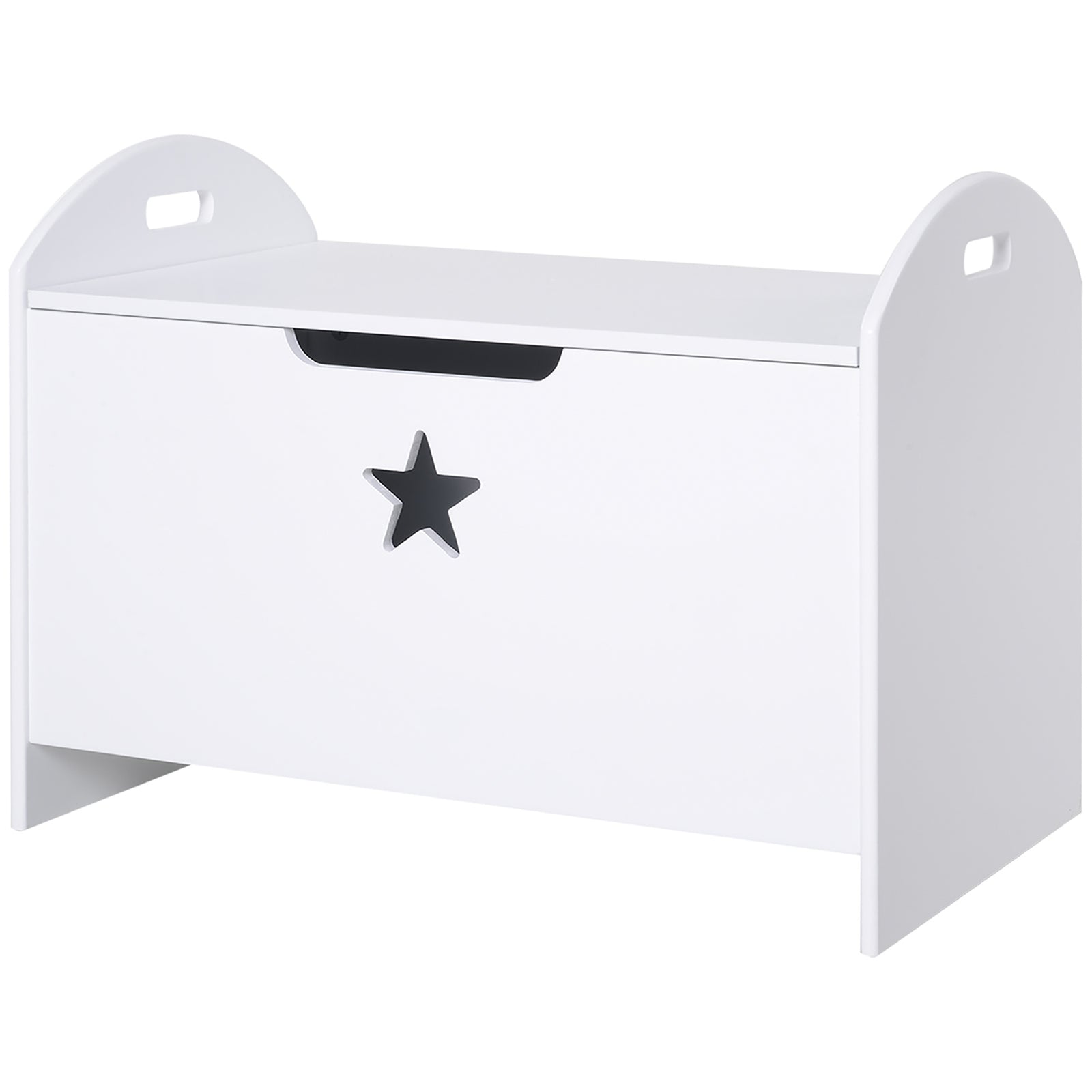 Kids Wooden Toy Children Box Storage Organizer Side Handle White