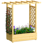 Raised Garden Bed With Trellis 110x44x113cm Natural