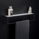 Shelf With Towel Rail Black Matt Wall-mounted 55 Cm Collection The Grid