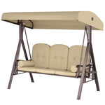 3 Seater Garden Swing Chair With Cup Trays Brown