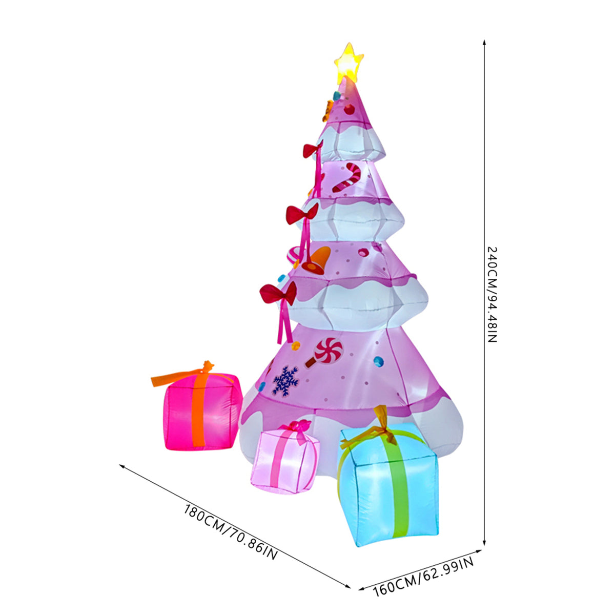 Breeins 240cm/8 Ft Blow Up Christmas Tree Inflatable Decoration With Led Lights