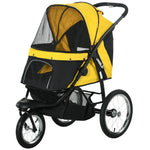 3 Wheel Pet Stroller, For Medium Small Dogs, Foldable Cat Pram | Yellow