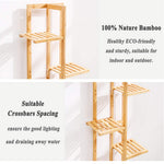 5 Tier Wooden Plant Stand Tall Plant Display Shelving Unit Indoor Outdoor Flower Rack 103cm Height | Natural