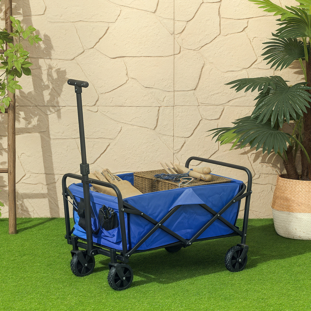 62l Festival Trolley, 100kg Heavy Duty Folding Trolley Cart | Blue