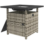72.6cm Pe Rattan Fire Pit Table For Garden With Rain Cover | Gray