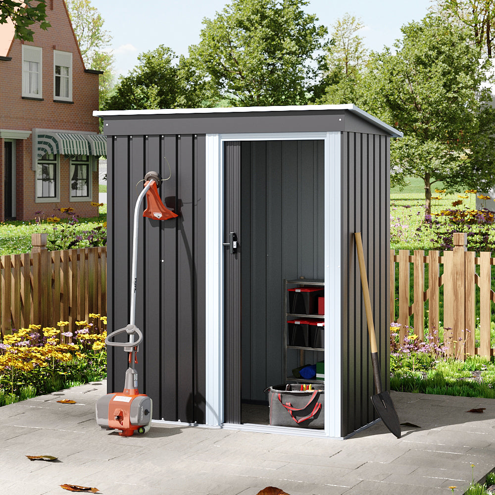5 x 3 Ft Outdoor Metal Storage Shed With Lockable Door For Garden