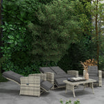 4 Piece Rattan Garden Furniture Set With Sofa, Glass Table | Light Slate Gray