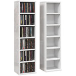 Set Of 2 Cd Storage Units Adjustable Shelves High Gloss | One Size | White