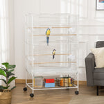Large Bird Cage Budgie Cage For Finch Canaries Parrot With Stand | White