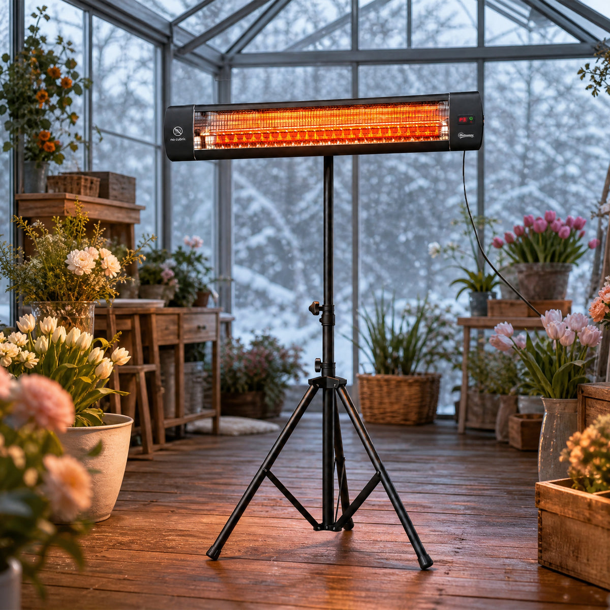 2500 W Electric Infrared Patio Heater, Ip65 Garden Heater, Black