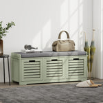 3-door Shoe Storage Bench Cushion Seat Slatted Doors | Green