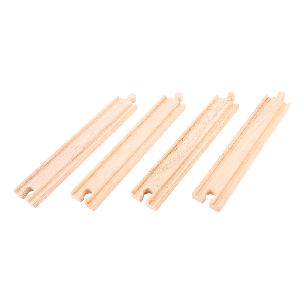 Bigjigs Toys 4 Long Straight Track Pieces for Wooden Train Sets