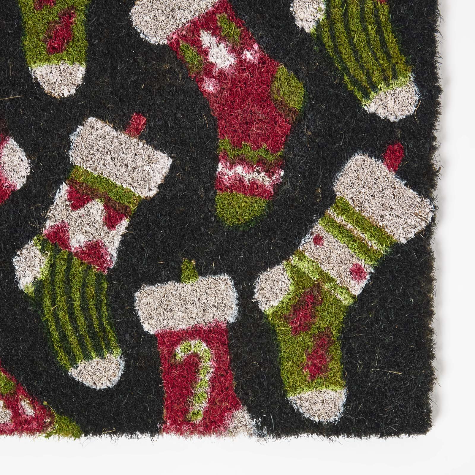 HOMESCAPES Christmas Stockings Non-slip Coir Doormat, 40 X 60 Cm