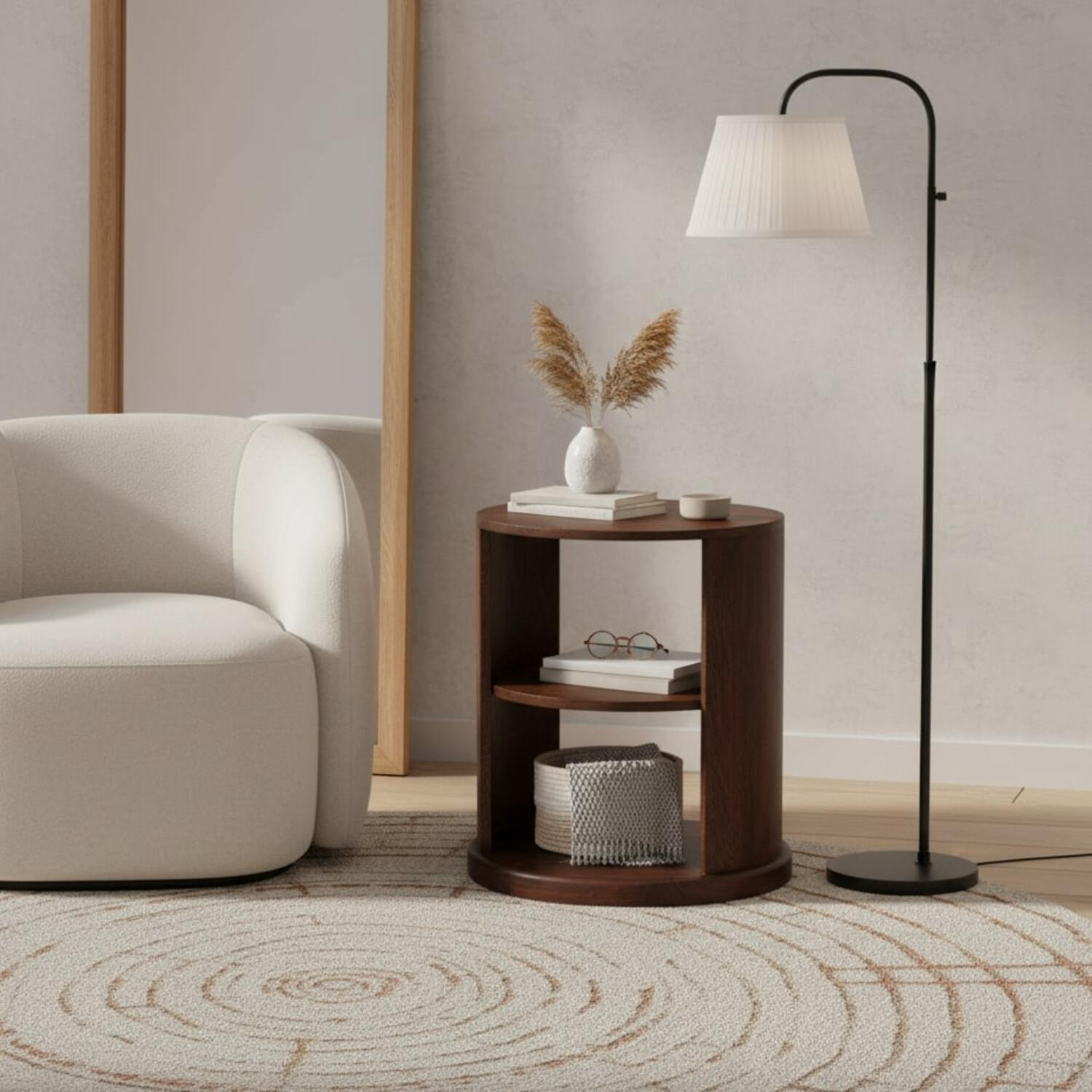 Ventura Side Table, 2 Open Shelves, Dark Brown | Brown