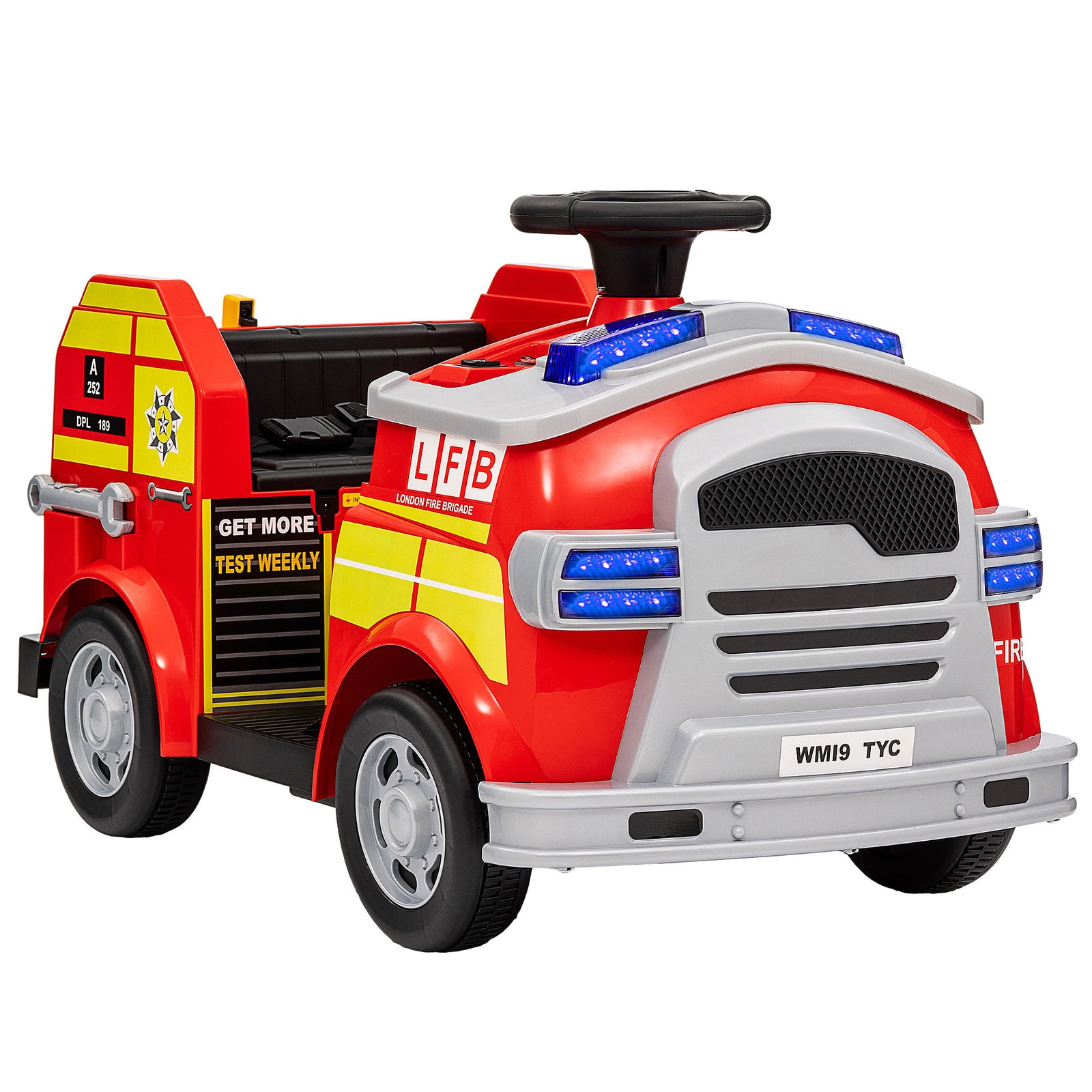 Aiyaplay 12v Ride On Fire Truck W/ Siren Flashing Lights