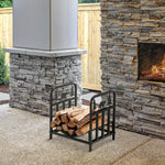 Curved Log Rack W/ Handles, Black