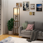 Floor Lamp Reading Lamp With 3-tier Storage Shelf Acrylic | One Size | Brown