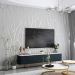 Silver Grey Non-woven Embossed Geometric Wallpaper