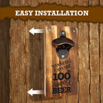 Wicked Gizmos Wall Mounted Wooden Bottle Opener With Metal Opener