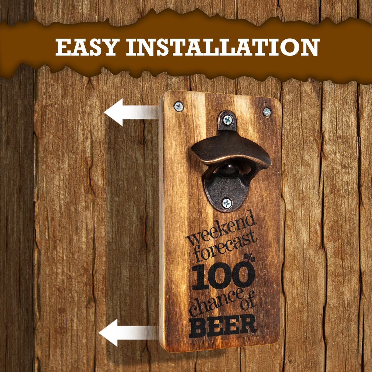 Wicked Gizmos Wall Mounted Wooden Bottle Opener With Metal Opener