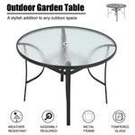 5 Pieces Garden Dining Set Tempered Glass Outdoor Coffee Table And Rattan Chairs Set