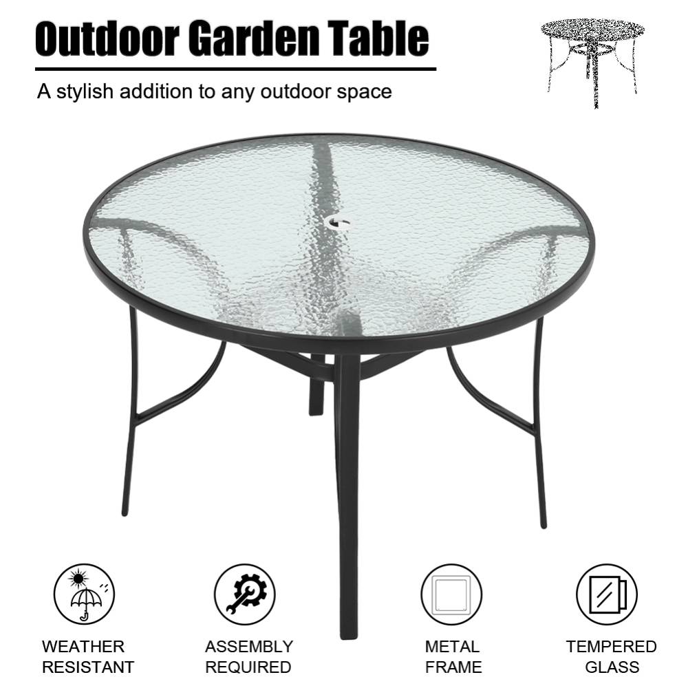 5 Pieces Garden Dining Set Tempered Glass Outdoor Coffee Table And Rattan Chairs Set