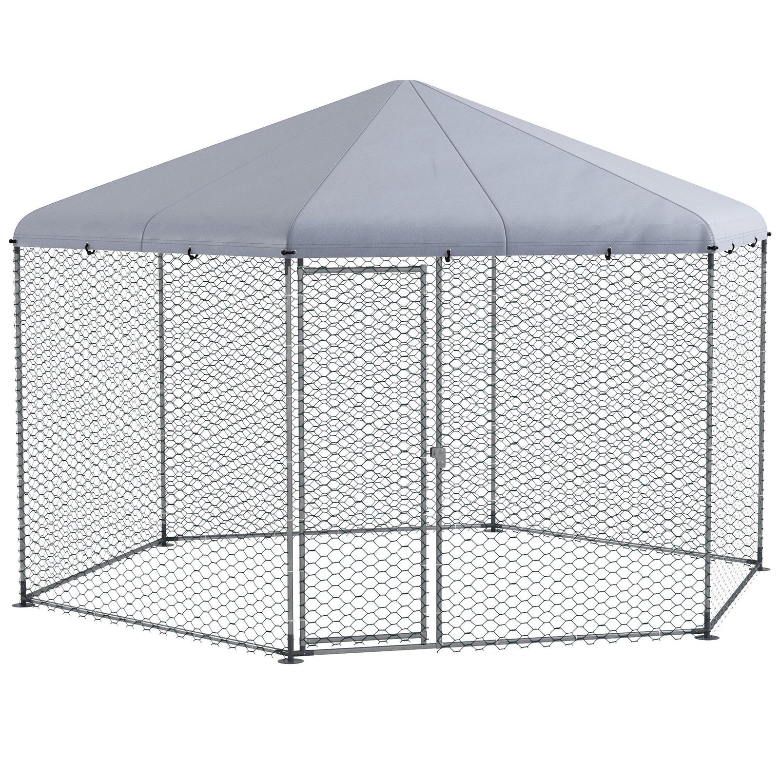 Pawhut Walk-in Chicken Run W/ Cover, For 10-15 Chickens, Hens, Rabbits, Ducks
