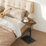 HOMCOM Side Table, C Shaped End Table With Adjustable Height And Metal Base