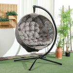 Hanging Chair W/ Metal Stand, Thick Cushion, Foldable Basket