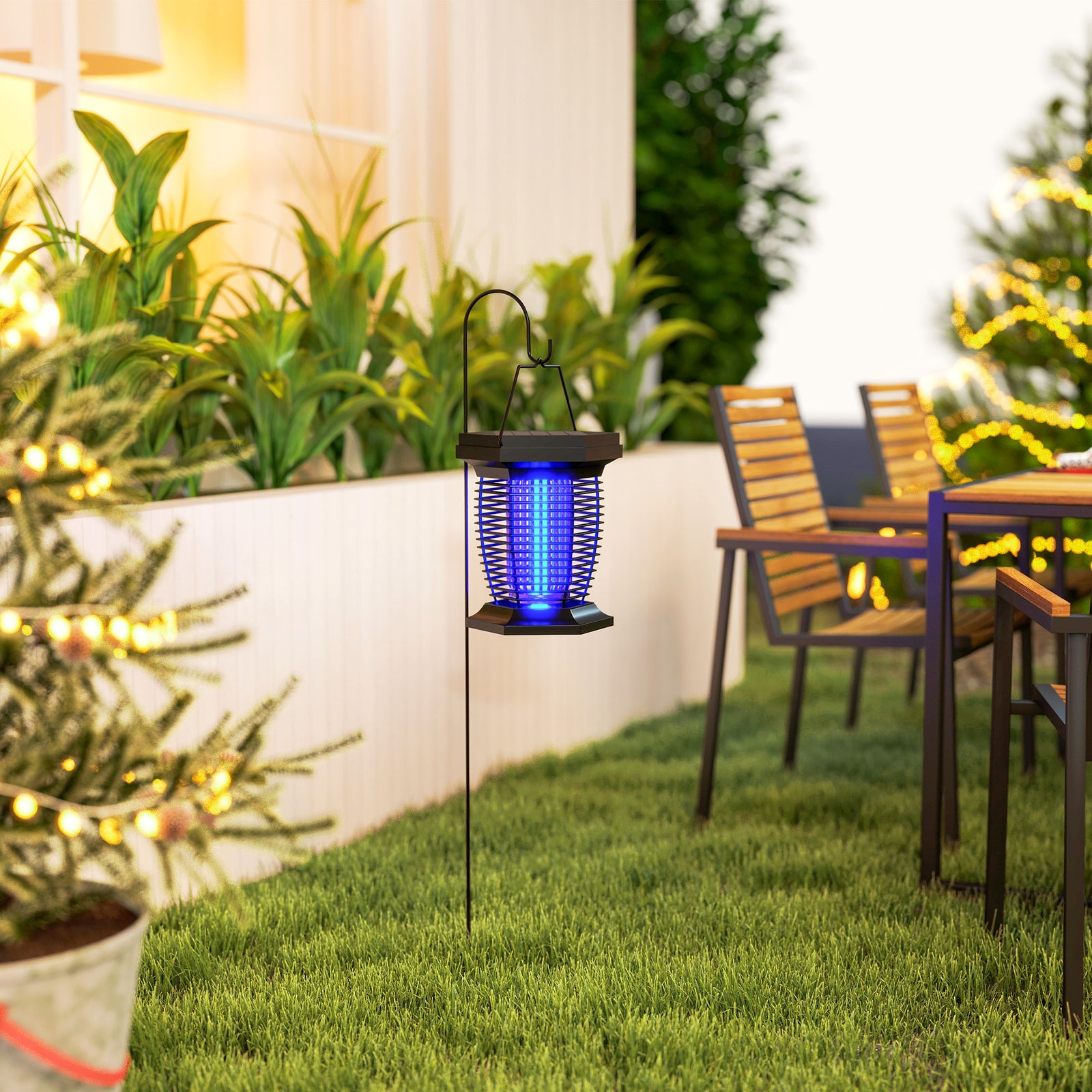 Outsunny Solar/usb Fly Zapper, Uva Light, Black