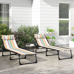 2 Pcs Beach Chaise Lounge 4 Adjustable Positions | Set of 2 | Multi Colour