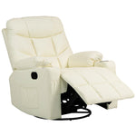 Manual Recliner Chair W/ Footrest Cup Holder | Cream