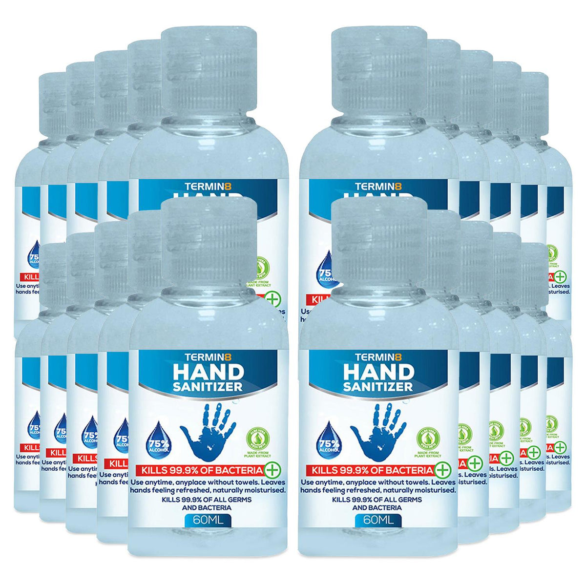 Anti-bacterial Hand Sanitiser Gel, Kills 99.9% Bacteria, 60ml | Set of 20