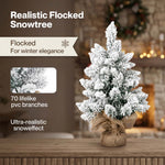 Santaco Christmas Tree Mini 49cm Snow Flocked PVC LED Tabletop Desk Xmas White
