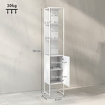 HOMCOM Tall Bathroom Cabinet With 3 Open Shelves Adjustable Shelf