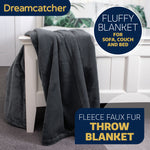 Blanket Throw Soft Faux Fur 160 X 130cm Fleece Overblanket Fluffy Blanket  For Sofa & Beds | L | Grey