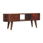 Solid Wood Chestnut Round Open Media Unit