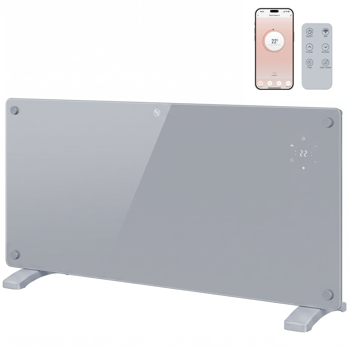 2000w Electric Space Heater Radiator Wifi Smart App | Grey