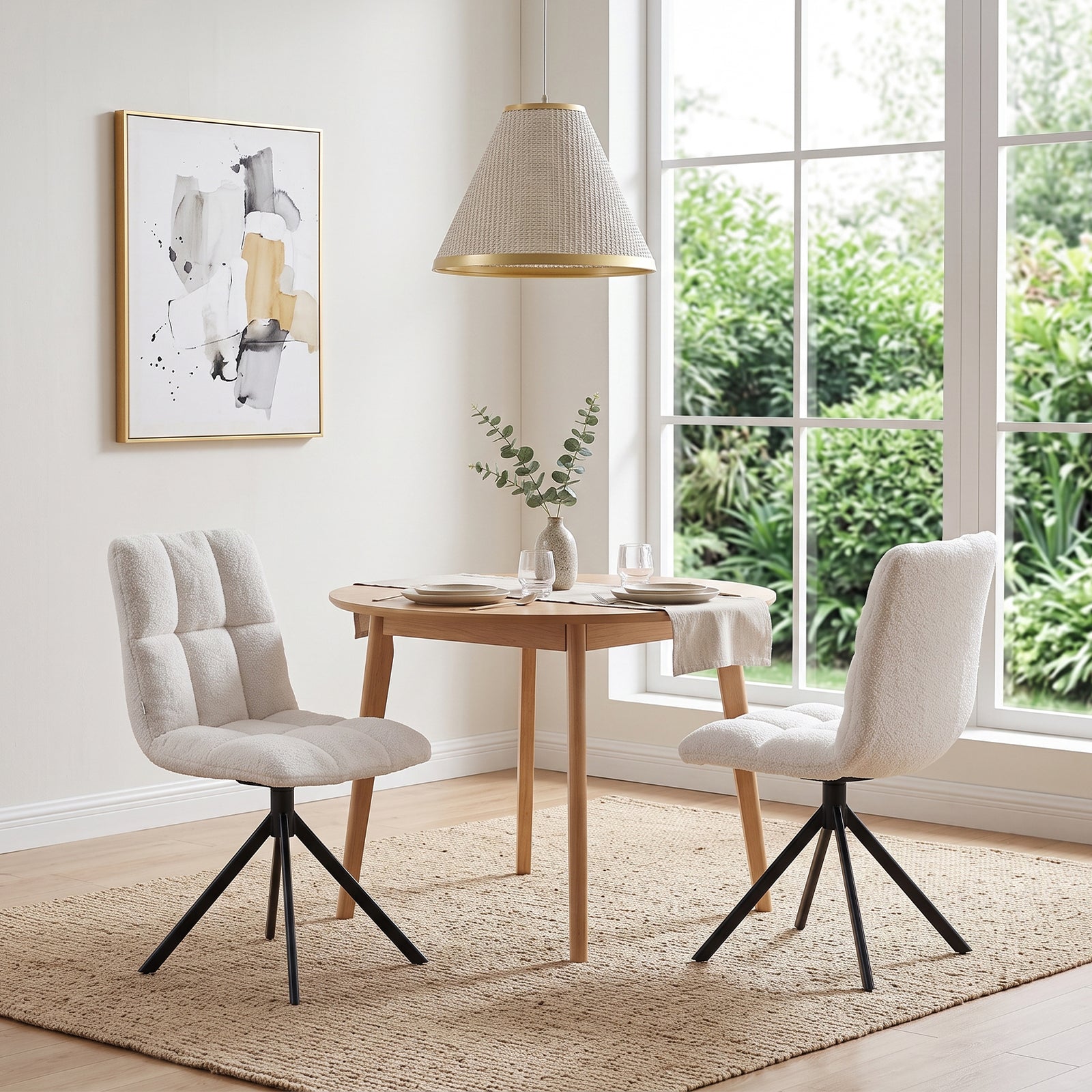 Breeins Set Of 2 Sherpa-fleece Upholstered Dining Chairs