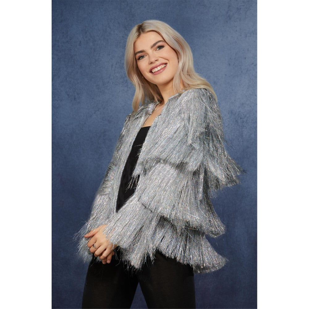 Tinsel Festival Jacket, Silver | Large/Extra Large