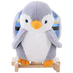 Animal Baby Rocking Horse Penguin Plush Musical Button W/32 Songs Wood