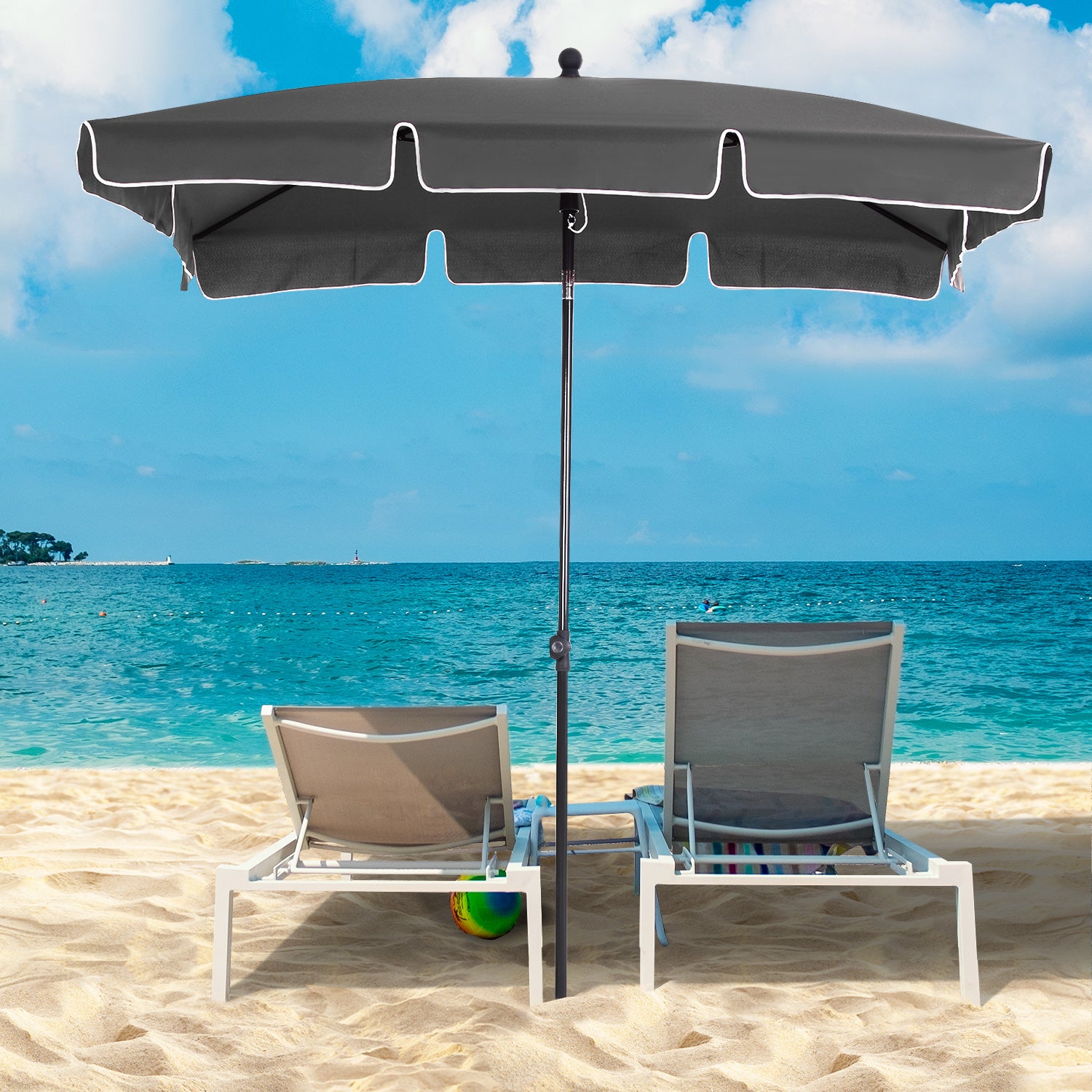 Aluminium Sun Umbrella 2x1.3m Parasol | Gray