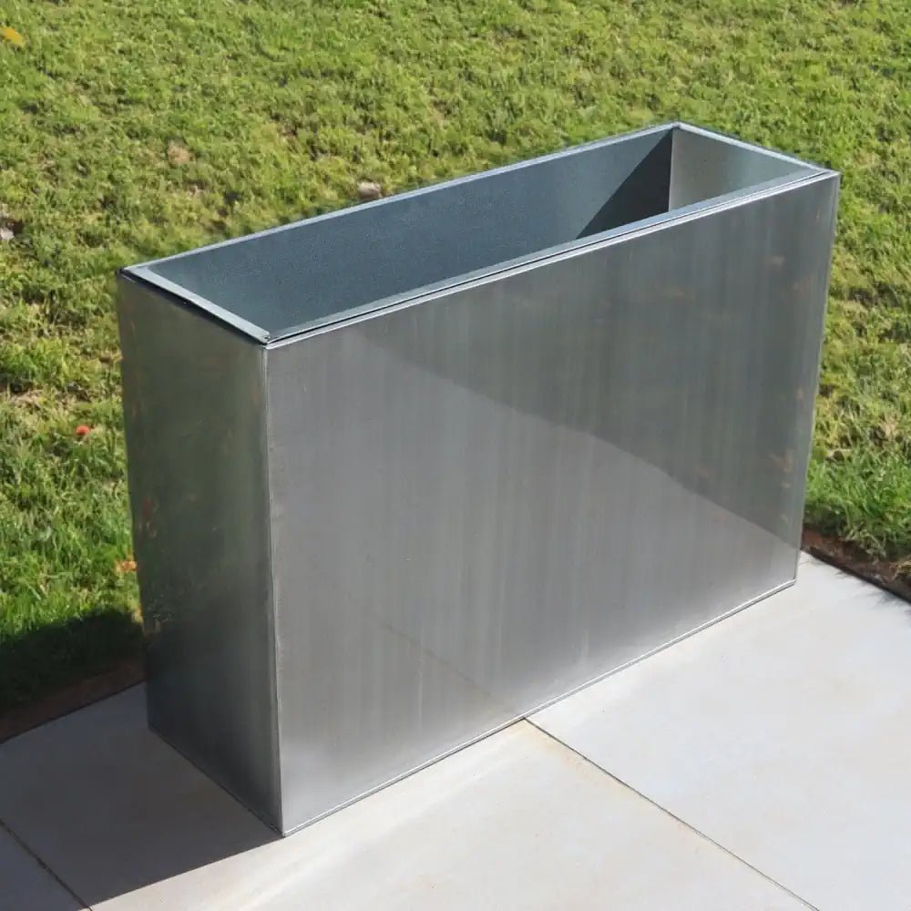 Long Zinc Galvanised Tall Trough Planter | 80cm x 25cm x 60cm | Silver