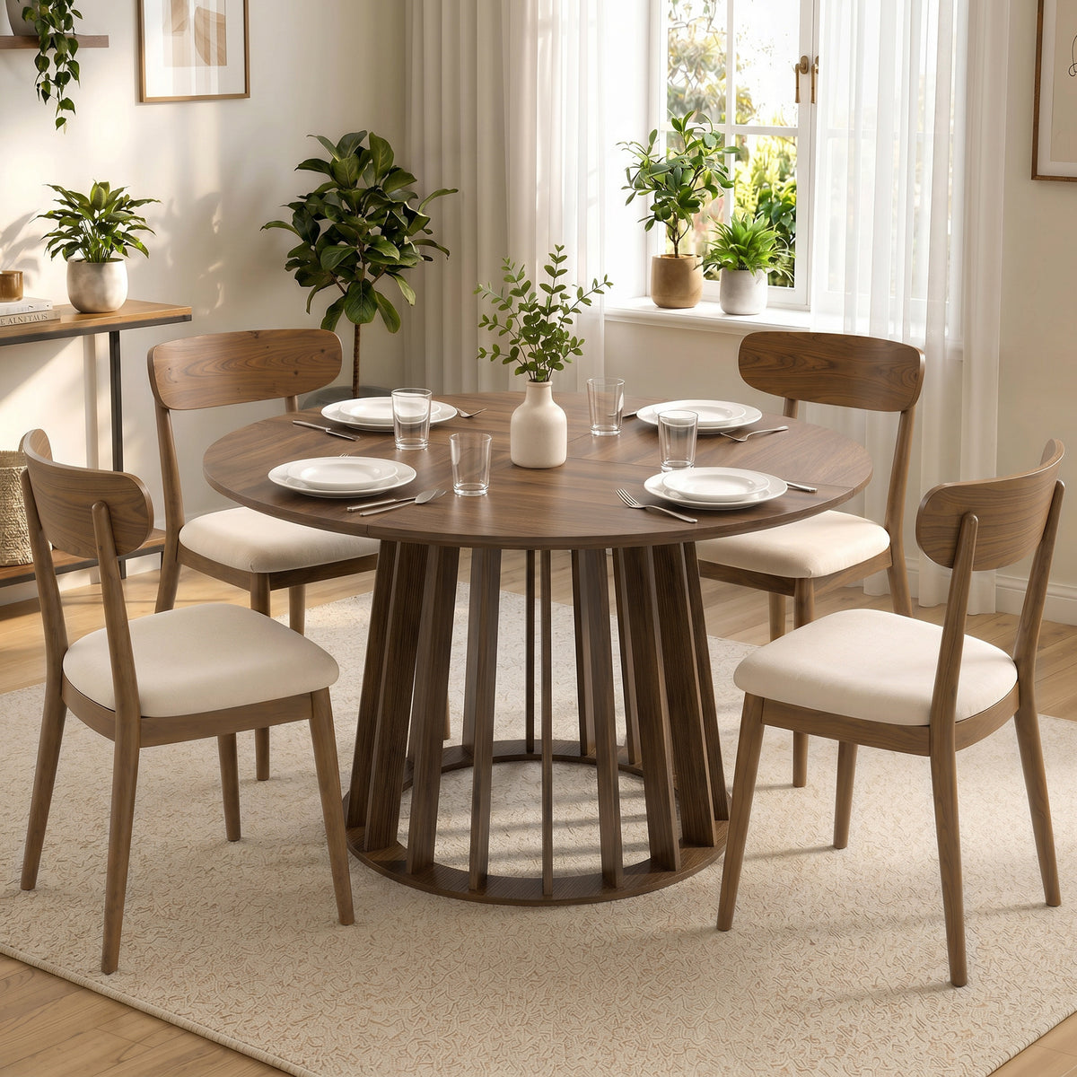 HOMCOM Modern Dining Table For 4-6 People 120 Cm Light Walnut