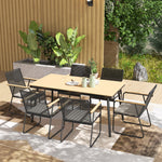 6 Seater Garden Dining Set With Cushions Rattan Backrest | Natural