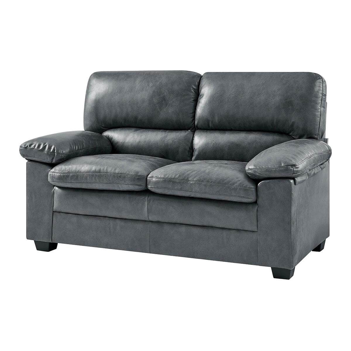 Bonded Faux Leather Sofa - 2 Seater | Grey