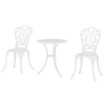 3 Piece Patio Bistro Set Outdoor Table Set | White