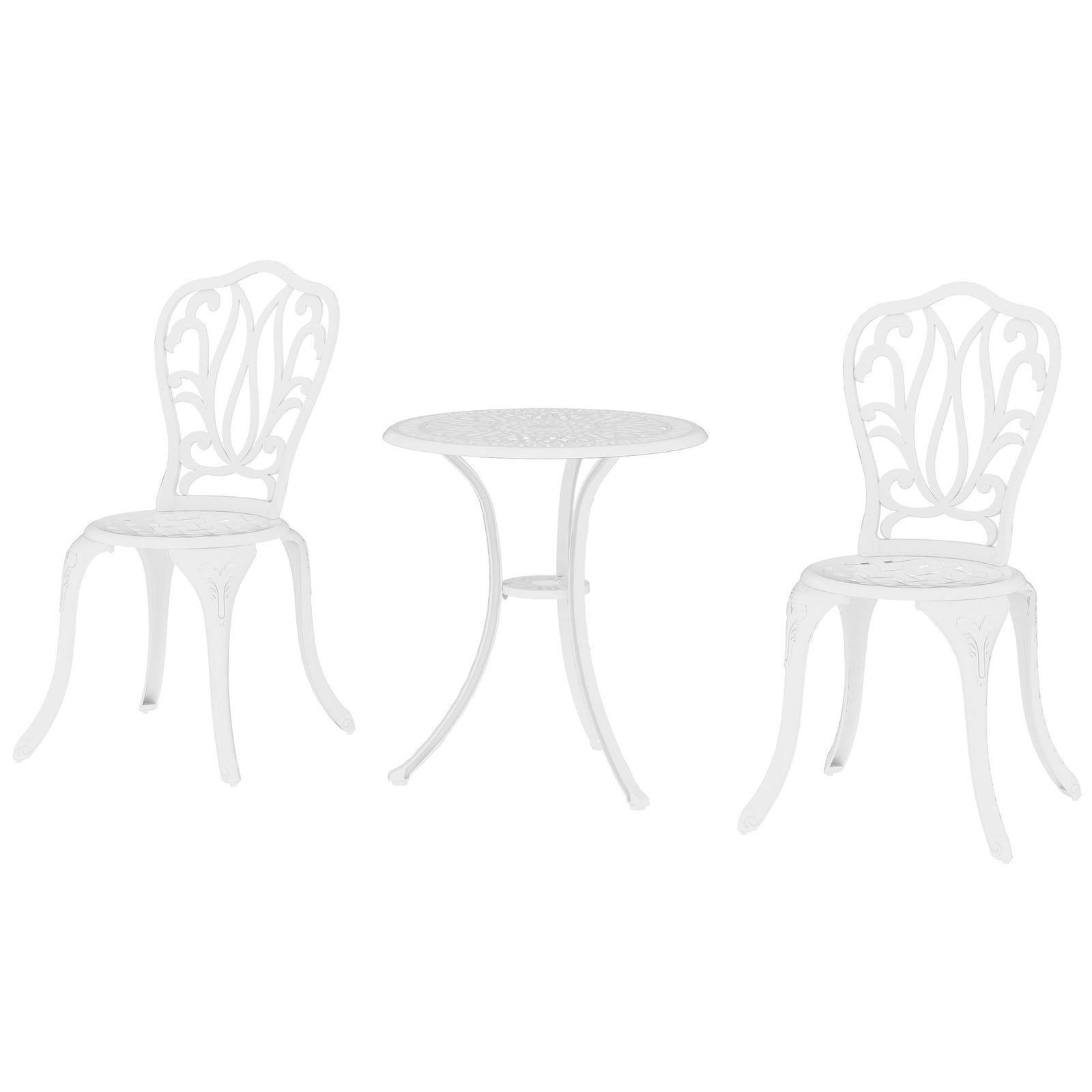 3 Piece Patio Bistro Set Outdoor Table Set | White