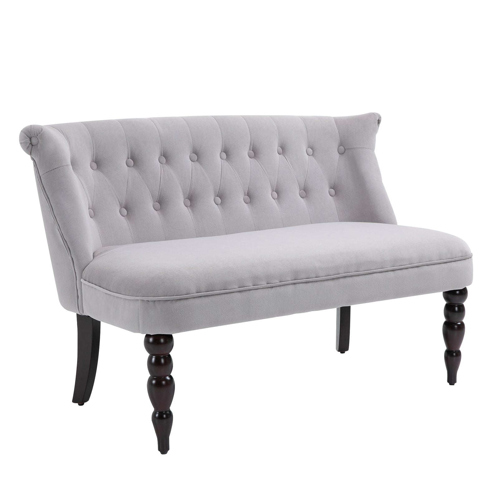Velvet Feel French Inspired 2 Seat Lounger Couch Wood Frame