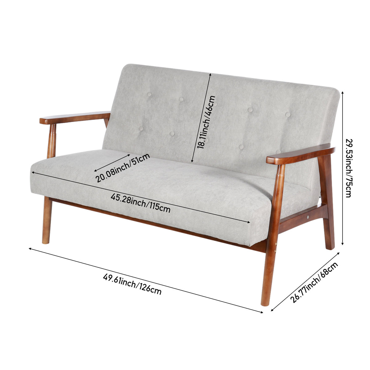 2-seater Sofa With Wooden Frame